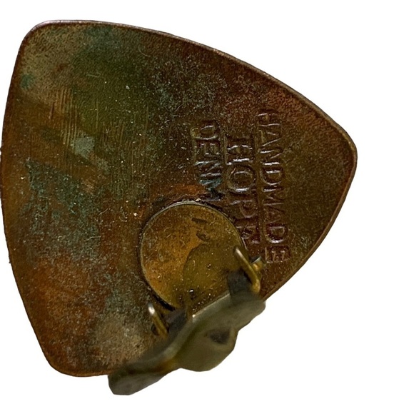 Vintage Copper Enamel Earrings Handmade Hope Denmark - Picture 5 of 5